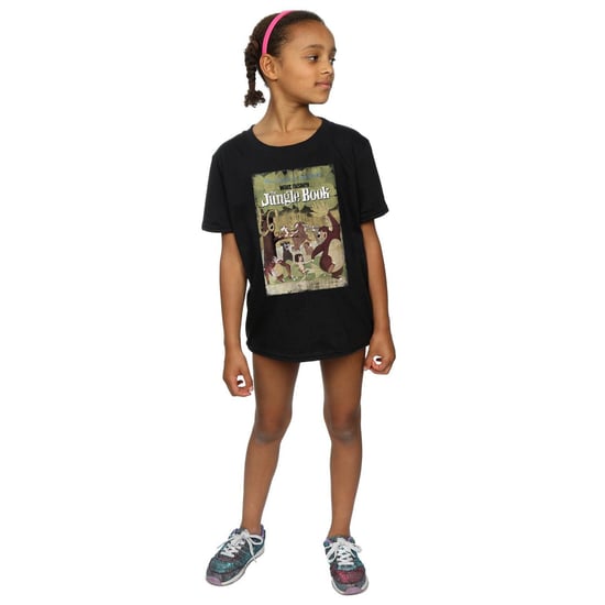 Disney Girls The Jungle Book Retro Poster Cotton T-Shirt (Black)