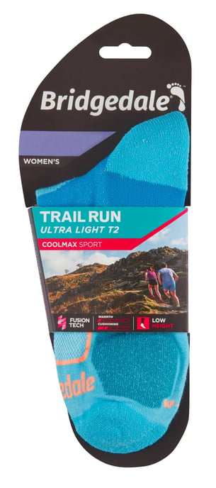 Bridgedale - Womens Running Ultralight Sport Low Socks- Blue - Image 2