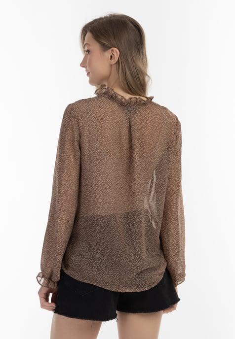 Dreimaster Blouse Dames bruin-gebroken wit - Image 4