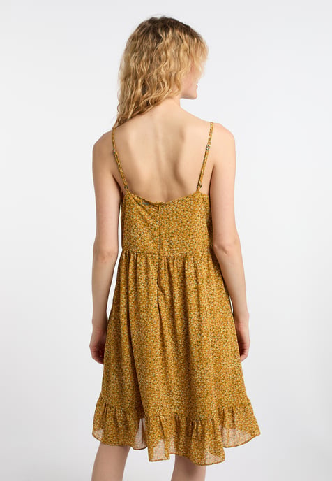 Dreimaster Jurk Dames Donkergeel veelkleurig - Image 4
