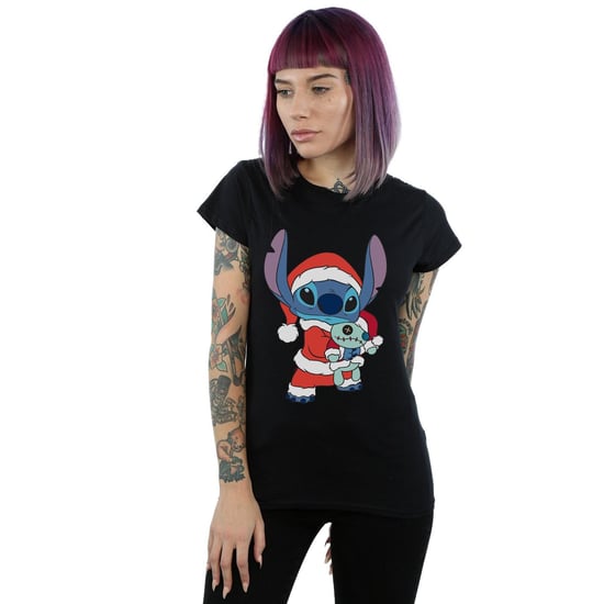 Disney Womens/Ladies Lilo And Stitch Stitch Christmas Cotton T-Shirt (Black)