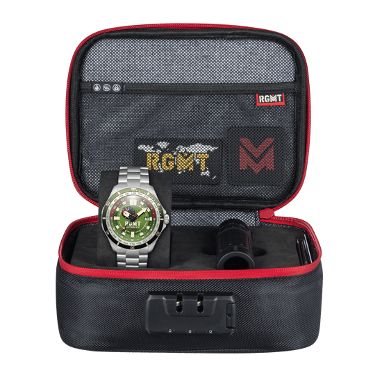 RGMT Transcontinental Men's Japanese Automatic 48mm Green Watch with Leather Strap