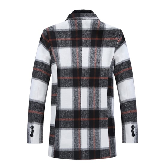 Lång slim fit rutig vinterjacka med sjalkrage för män Röd - Image 2