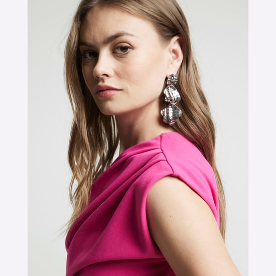 River Island Womens Drape Top Bright Pink Off Shoulder