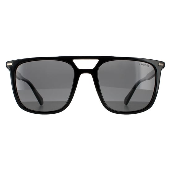Polaroid Rectangle Mens Black Grey Polarized Sunglasses - Image 1