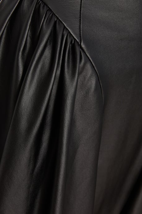 Black Faux Leather Skater Dress