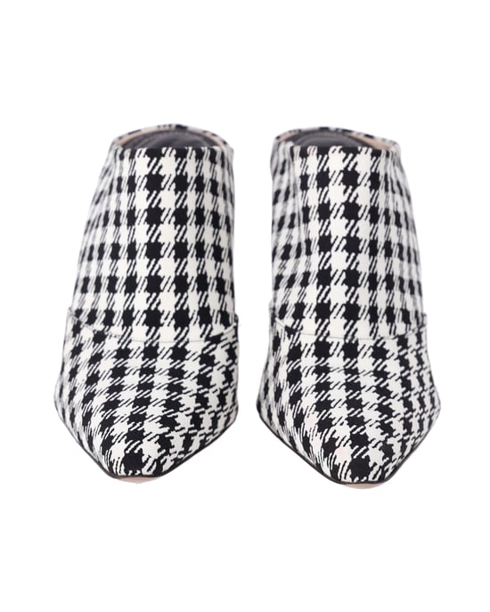Altuzarra Checkered Davidson Houndstooth Mules in White Canvas