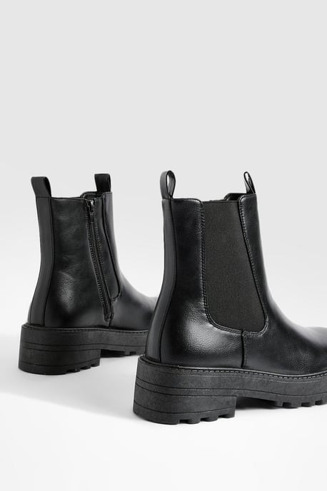 Wide Fit Double Tab Detail Chunky Chelsea Boots - Image 4