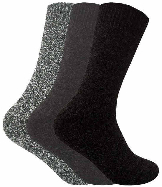 3 Pairs Mens Padded Sole Winter Warm Thermal Wool Walking Boot Socks - Image 1