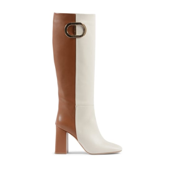 Brown and White High Lyrical Boot