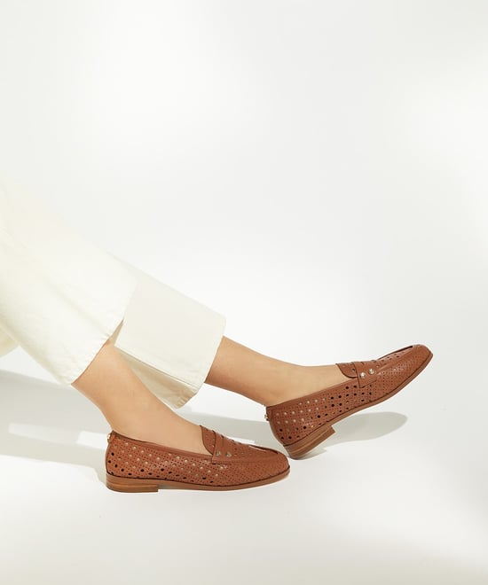 Dune Ladies Glimmered - Laser-Cut-Detail Penny Loafers - Image 3
