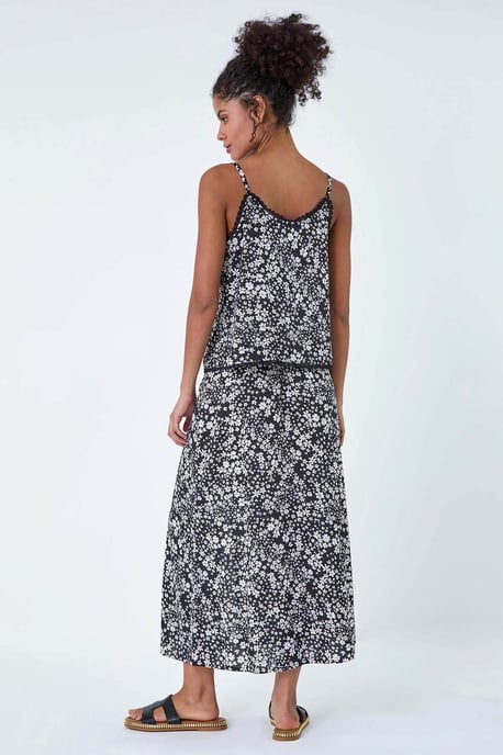 Ditsy Floral Lace Trim V-Neck Top