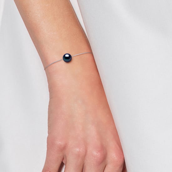 DIADEMA - Bracelet - Real Freshwater Pearls - Black - White Gold