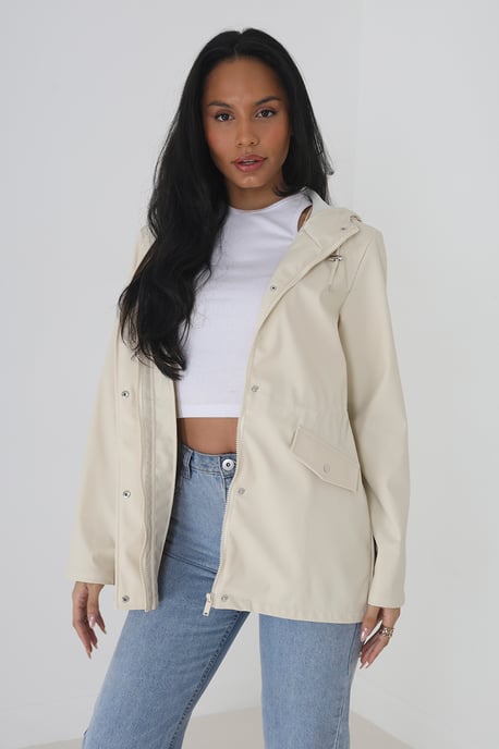 Cream 'Saffy' Hooded Rain Mac
