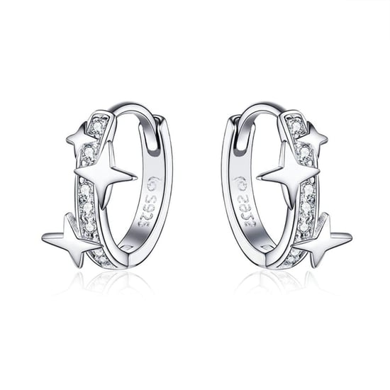 Swarovski - Star Hoop Woman's Earrings made with White Crystal from Swarovski and 925 Silver