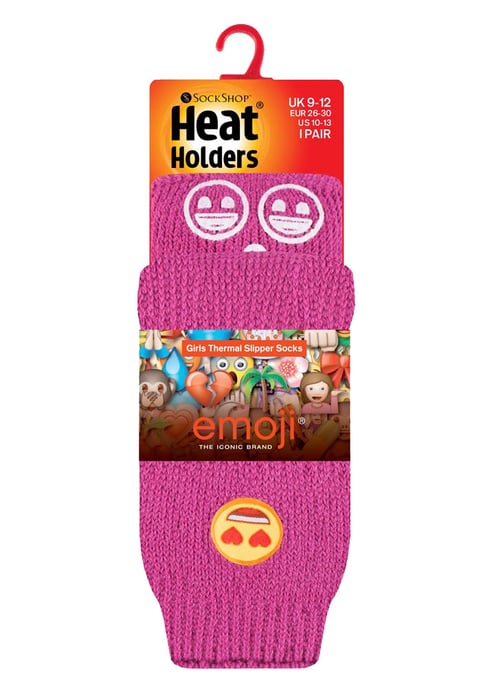 Värmehållare - Barnkaraktär halkfria 2.3 TOG vintervarma termiska toffelsockor med grepp - Emoji hjärtansikte - Image 2