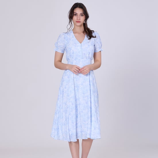 Flared empire dress with liberty print