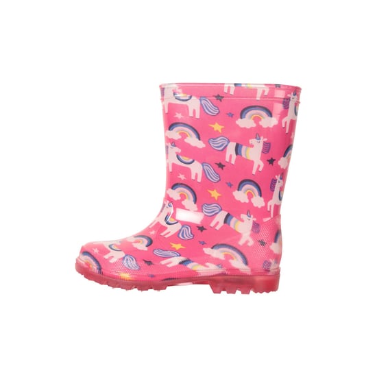 Mountain Warehouse Childrens/Kids Splash Unicorn And Rainbow Light Up Wellington Boots (Bright Pink)