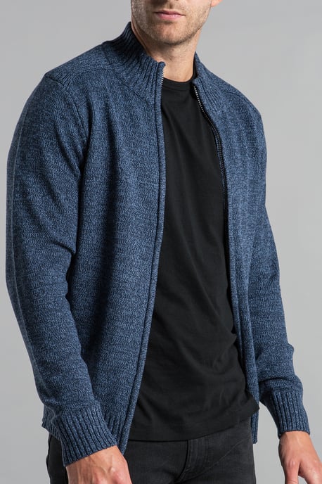 Navy Recycled Cotton Blend Zip-Through Cardigan