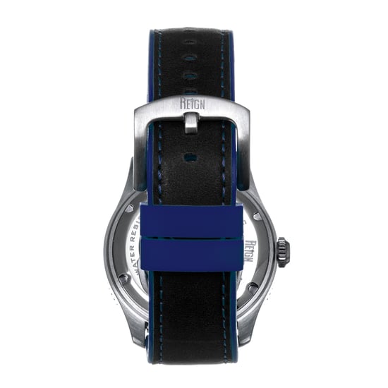 Reign Elijah Automatic Rubber Inlaid Leather-Band Watch W/Date