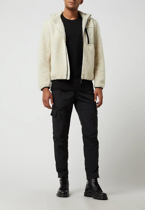 Calvin Klein Zip Through Teddy Fur Fleece Jacket in Stone - Image 4