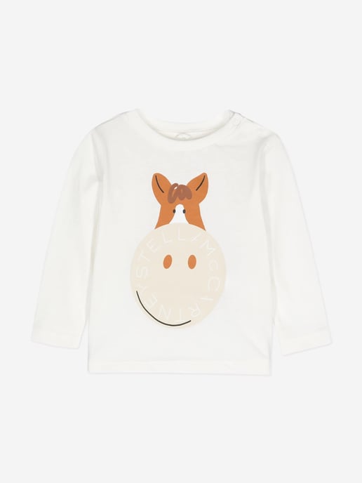 Stella McCartney Baby Horse Logo T-Shirt in Ivory