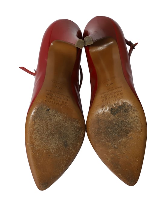 Maison Martin Margiela Point-Toe with T-Strap in Red Patent Leather - Image 5