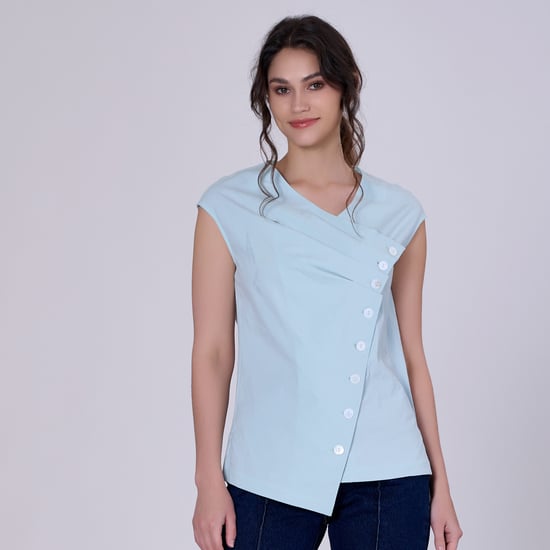 Geplooide asymmetrische top met dubbele borst - Image 1