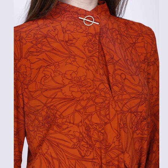 Gekruiste kraagblouse met lineaire bloemenprint - Image 3