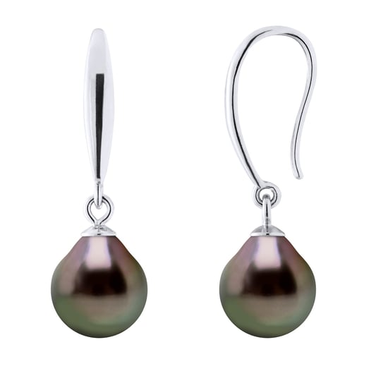 Earrings of Silver 925 and Real Cultured Tahiti Pearls Pear 8-9 mm - Image 1