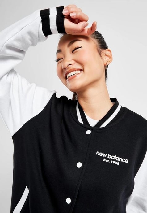 New Balance Womens Varsity Bomber Jacket in Black - Image 3