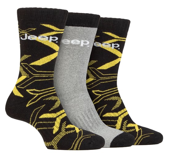 Mens Walking Boot Socks | Jeep | Fully Cushion Anti Blister Camoflauge Socks, Knitted Recycled Cotton Camo Socks - Black / Yellow - Image 1