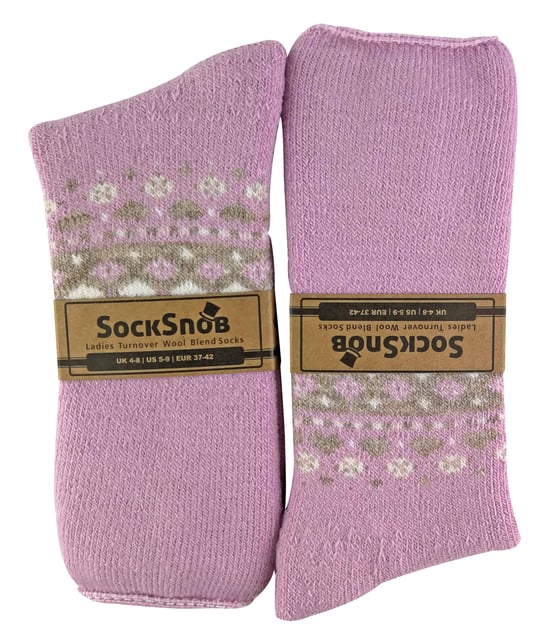 Sock Snob - Ladies Turn Over Top Varm Termisk Vinter Nordic Bed Strumpor - Image 2