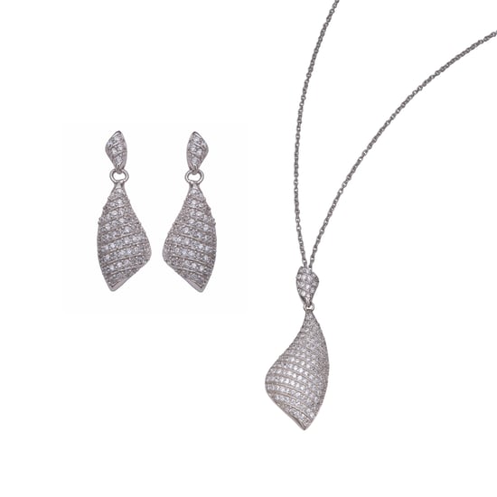 Orphelia Women's 925 Sterling Silver Set: Chain-Pendant + Earrings - Silver SET-5884