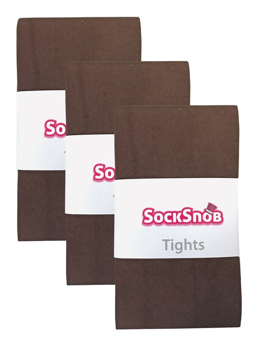 3 Pair Multipack Womens Coloured Opaque 80 Denier Tights | Sock Snob | Plain Block Colour Tights - Brown - Image 2