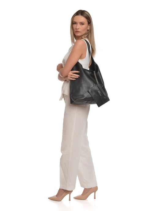 Carla Ferreri Black Leather Bag