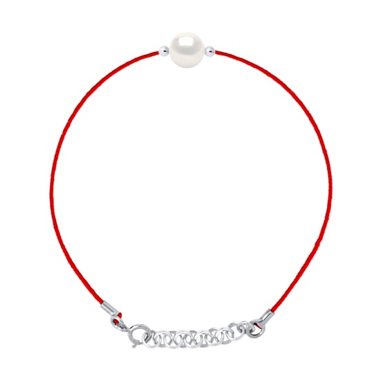 DIADEMA - Bracelet - Red Nylon - Freshwater Pearl - White