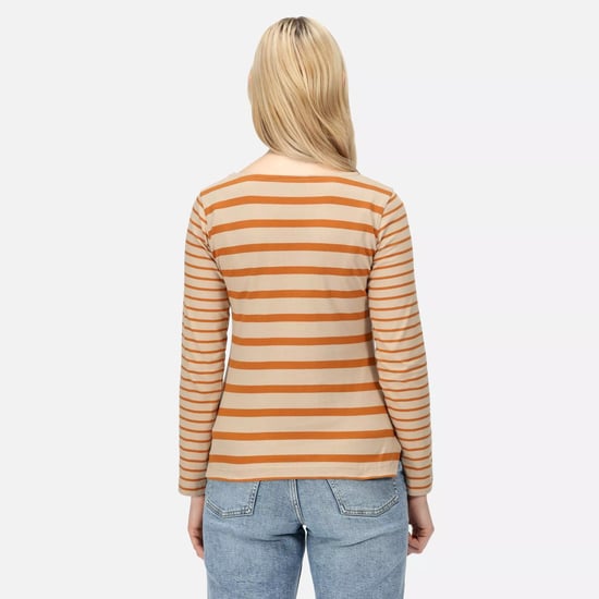 Regatta Womens/Ladies Farida Striped Long-Sleeved T-Shirt (Moccasin Brown/Copper)
