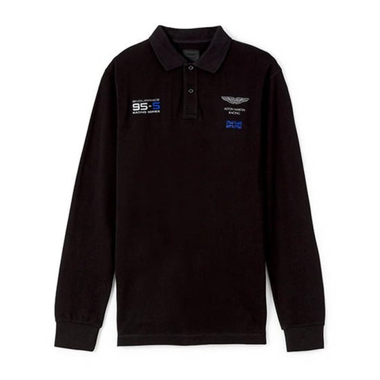 Men's Hackett, Aston Martin Racking, Contrast Trim Long Sleeve Top Black