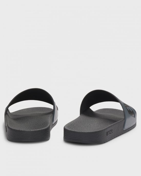BOSS Orange Aryeh Mens Italian-Made Slides With Large Logo Detail