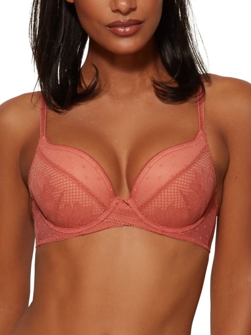 Boho Lace Plunge Bra - Dusty Cedar