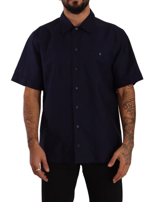 Dolce & Gabbana Heren Marineblauwe Overhemd met Knopen en Korte Mouwen - Image 1