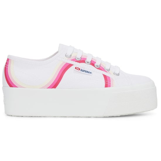 Superga 2790 Ronde Strepen Katoen Damestrainers Wit/Schaduwblauw - Image 4
