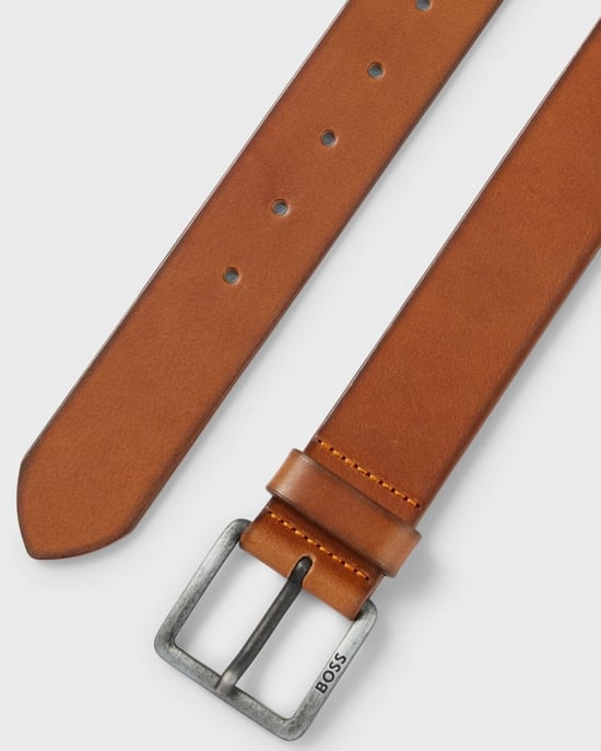 BOSS Orange Jeeko Mens Leather Belt With Logo Buckle NOS