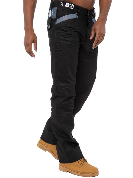Enzo | Heren Zwarte Coated Denim Jeans - Image 2