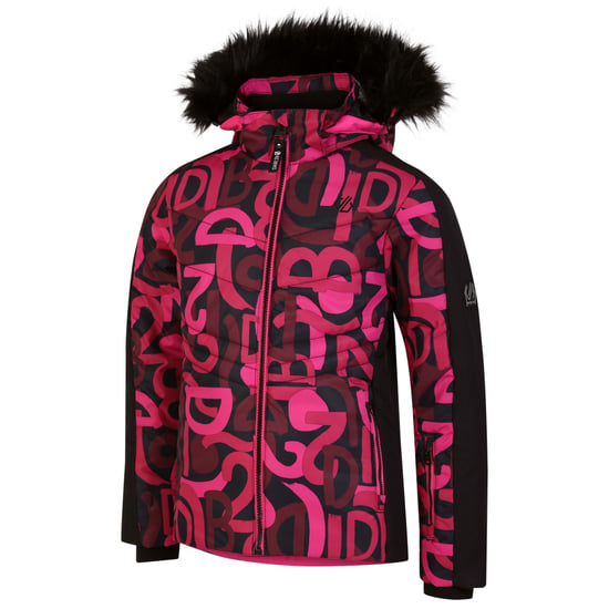 Dare 2B Girls Ding Graffiti Ski Jacket (Pure Pink/Black)
