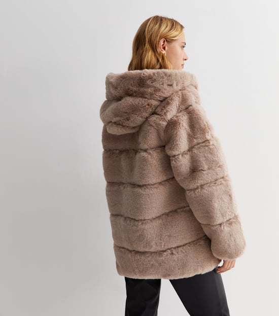 Horizontal Cut Fur Hooded Jacket - Image 4