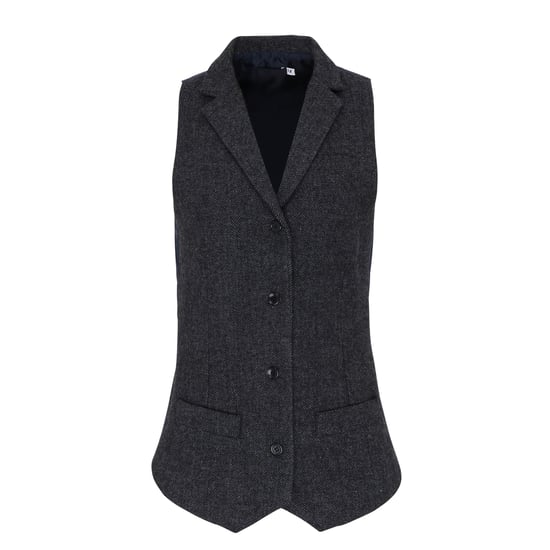 Premier Womens/Ladies Herringbone Waistcoat (Dark Grey) - Image 1