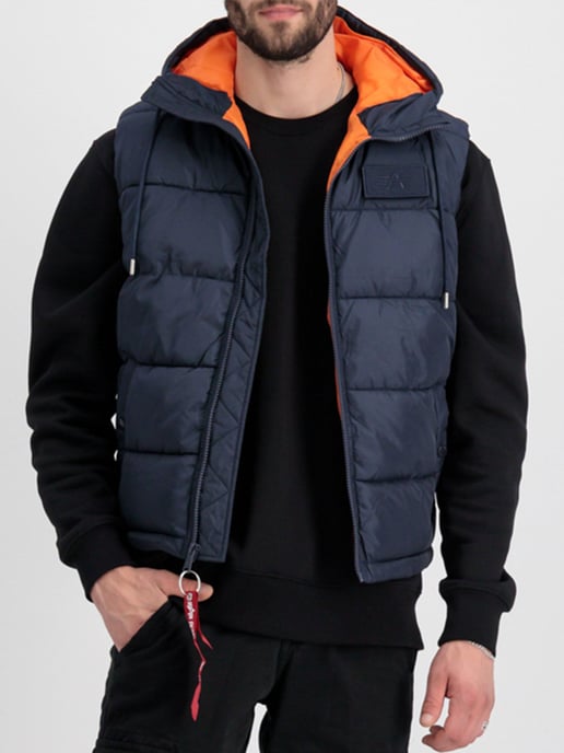 Alpha Industries Hooded Puffer Vest FD Blue - Image 1