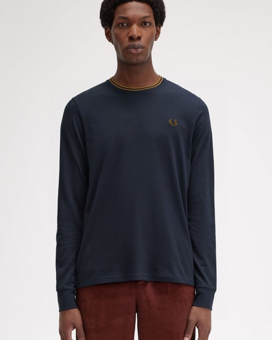 Fred Perry Mens Long Sleeve Twin Tipped T-Shirt - Image 1